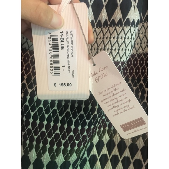 Ted Baker Metallic jacquard mini skirt NWT - Picture 6 of 6